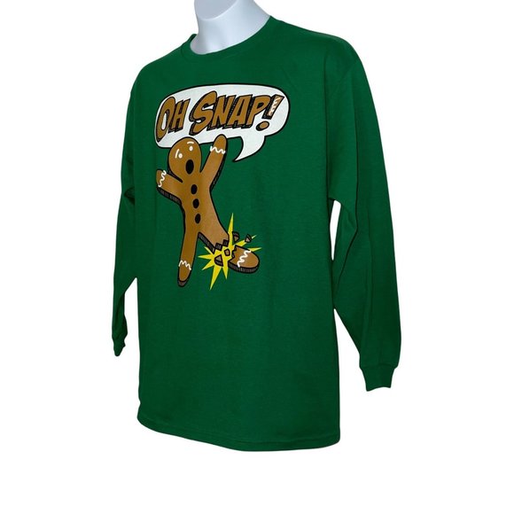 NWT Fifth Sun Oh Snap! Gingerbread Man Green Holiday Christmas Funny Tee Boy's L - Picture 5 of 7